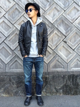 「tricker's」｜「アイテム（ライダースジャケット）」を使った、$$$_threearrowsさん（メンズ・165cm）の秋コーディネート