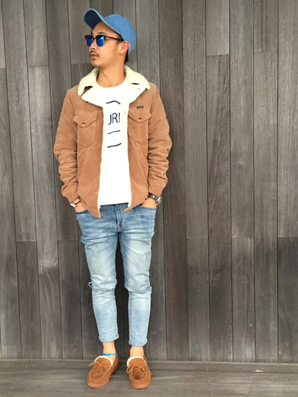 「ThreeArrows、BEAMS、Wrangler、H&M、Ron Herman、IL BISONTE、VANS、春コーデ、期間限定ショップ」｜「BEAMSのアイテム（その他アウター、ブラウン系）」を使った、$$$_threearrowsさん（メンズ・165cm）の冬コーディネートの1枚目の写真
