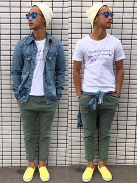 「EDIFICE（エディフィス）のアイテム（ニットキャップ/ビーニー）」を使った、$$$_threearrowsさん（メンズ・165cm）の秋コーディネート