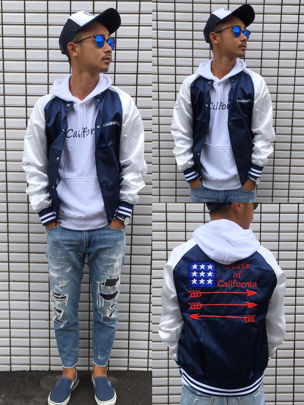 「ThreeArrows、california、Ron Herman、VANS、ray ban、aloha、スタジャン、USA」｜「ThreeArrowsのアイテム（パーカー、グレー系）」を使った、$$$_threearrowsさん（メンズ・165cm）の秋コーディネートの1枚目の写真
