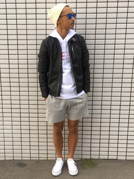 「EDIFICE（エディフィス）のアイテム（ニットキャップ/ビーニー）」を使った、$$$_threearrowsさん（メンズ・165cm）の秋コーディネート