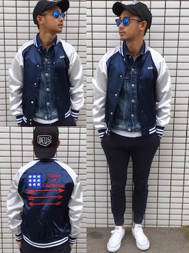 「nano・universe」｜「アイテム（スタジャン）」を使った、$$$_threearrowsさん（メンズ・165cm）の秋コーディネート