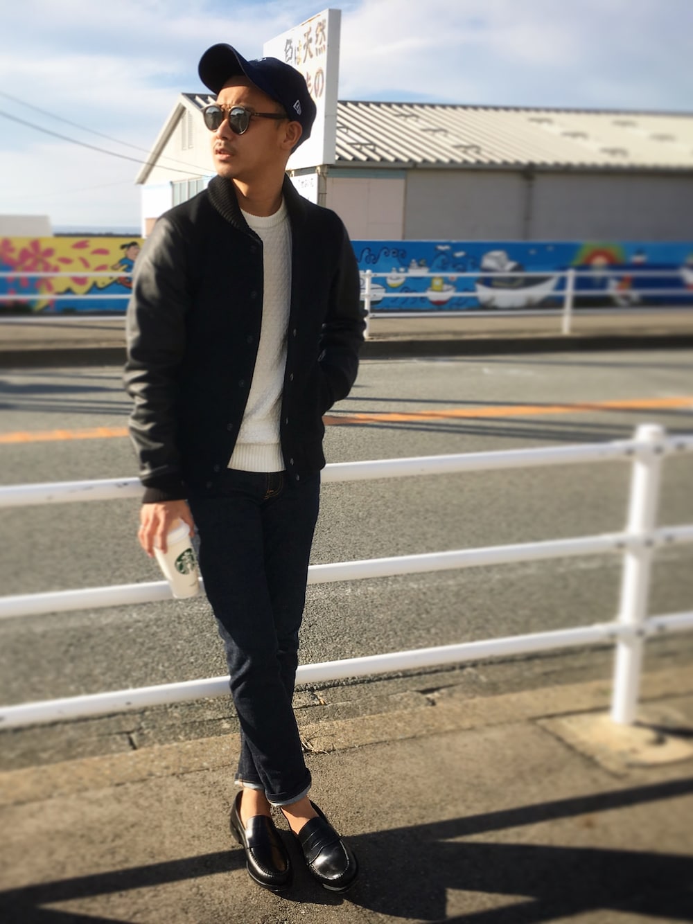 「ThreeArrows、RHC、Ron Herman、AMERICAN RAG CIE、Nudie jeans、united arrows、UNIQLO、オトナカジュアル、スリーアローズ、ユニクロ」｜「AMERICAN RAG CIEのアイテム（スタジャン、ブラック系）」を使った、$$$_threearrowsさん（メンズ・165cm）の冬コーディネートの1枚目の写真