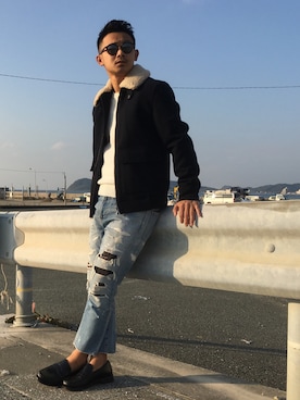 「united arrows」｜「アイテム（ブルゾン）」を使った、$$$_threearrowsさん（メンズ・165cm）の冬コーディネート