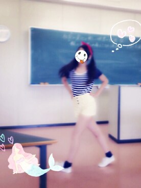 「GU（ジーユー）の白スニーカー（スニーカー、ホワイト系）」を使った、yuka.nさん（レディース・151cm）の夏コーディネート