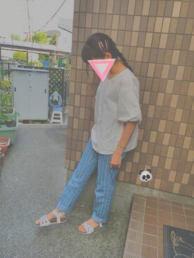 「ehka sopo（エヘカソポ）のアイテム（シャツ/ブラウス、ホワイト系）」を使った、yuka.nさん（レディース・151cm）の春コーディネート