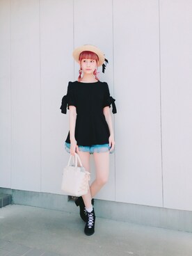 「MICOAMERI（ミコアメリ）のアイテム（その他パンツ）」を使った、EMIRIさん（レディース・164cm）の夏コーディネート
