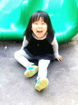 「公園コーデ」｜「アイテム（チュニック）」を使った、ゆん☺さん（キッズ・90cm）の冬コーディネート