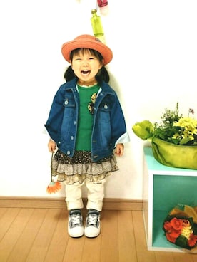 「HAKKA（ハッカ）のアイテム（帽子）」を使った、ゆん☺さん（キッズ・90cm）の春コーディネート