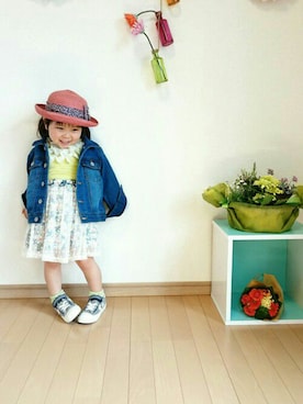 「HAKKA（ハッカ）のアイテム（帽子）」を使った、ゆん☺さん（キッズ・90cm）の春コーディネート