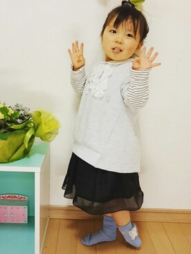 「HAKKA（ハッカ）のアイテム」を使った、ゆん☺さん（キッズ・90cm）の春コーディネート
