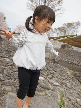 「アイテム（ベスト、シルバー系）」を使った、ゆん☺さん（キッズ・90cm）の春コーディネート