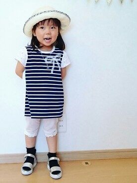 「マリンコーデ」｜「アイテム（チュニック）」を使った、ゆん☺さん（キッズ・90cm）の夏コーディネート