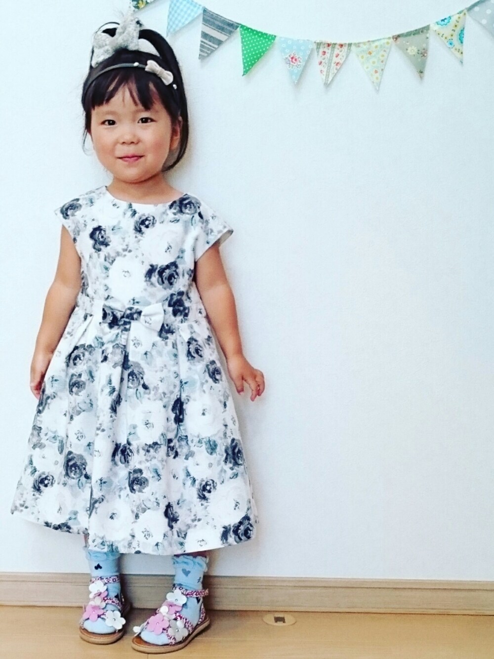 「集まれ！北関東キッズ★、ゆあちゃんおめでとう、kyarinちゃんおめでとう、キッズコーデ、キッズファッション、ワンピース、3歳、女の子、summer、お姫様」｜「雑貨屋のアイテム（ヘアゴム、ブルー系）」を使った、ゆん☺さん（キッズ・90cm）の夏コーディネートの1枚目の写真