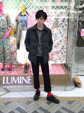 「DISCOVERED（ディスカバード）のアイテム（スラックス）」を使った、むかいさん（メンズ・175cm）の冬コーディネート