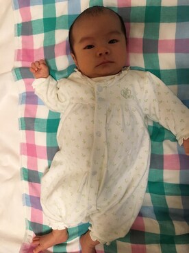 「アイテム（ママ＆ベビー、グリーン系）」を使った、SOTA♣︎さん（キッズ・50cm）の秋コーディネート