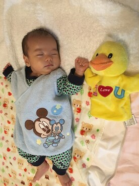 「アイテム（ママ＆ベビー、グリーン系）」を使った、SOTA♣︎さん（キッズ・60cm）の秋コーディネート