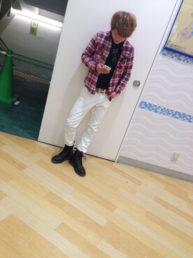 「Dr. Martens（ドクターマーチン）のアイテム（ブーツ、ブラック系）」を使った、まーくんさん（メンズ・163cm）の冬コーディネート