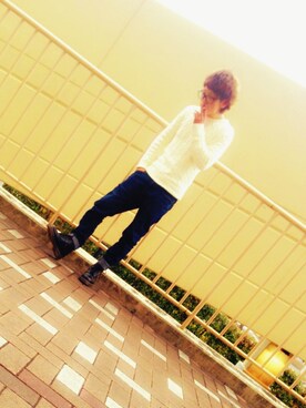 「なしのアイテム（メガネ、ブラック系）」を使った、まーくんさん（メンズ・163cm）の冬コーディネート