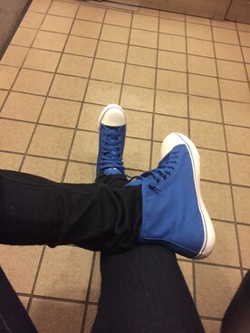 「PUMA（プーマ）のアイテム（スニーカー、ブルー系）」を使った、まーくんさん（メンズ・163cm）の冬コーディネート