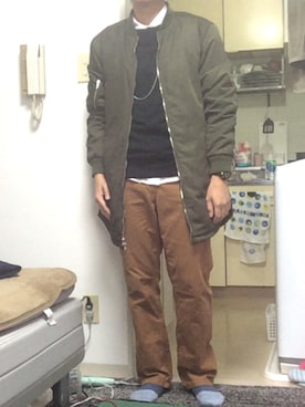 「学校」｜「アイテム（ミリタリージャケット）」を使った、ゆぅ。さん（メンズ・171cm）の秋コーディネート