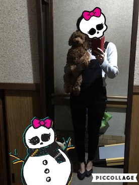 「スキニー」｜「アイテム（サロペット/オーバーオール）」を使った、shi_nyanさん（レディース・160cm）の冬コーディネート