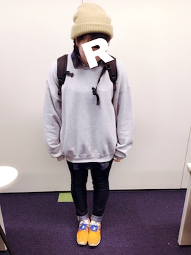 「school」｜「アイテム（スウェット）」を使った、Reinaさん（レディース・160cm）の秋コーディネート