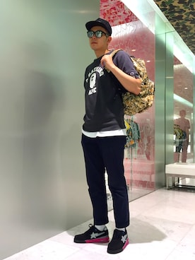 「Bape」｜上遠野 広基さん（メンズ・183cm）の夏コーディネート