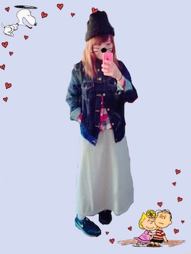 「Ungrid（アングリッド）の 【Casual】ｳﾞｨﾝﾃｰｼﾞGｼﾞｬﾝ （デニムジャケット）」を使った、m○m°*さん（レディース・158cm）の秋コーディネート