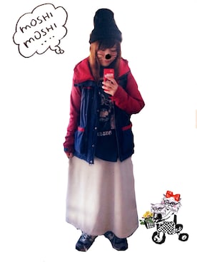 「アイテム（マウンテンパーカー、ブルー系）」を使った、m○m°*さん（レディース・158cm）の秋コーディネート