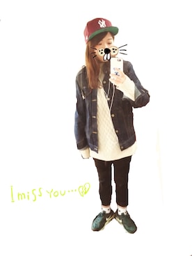 「Ungrid（アングリッド）の 【Casual】ｳﾞｨﾝﾃｰｼﾞGｼﾞｬﾝ （デニムジャケット）」を使った、m○m°*さん（レディース・158cm）の春コーディネート