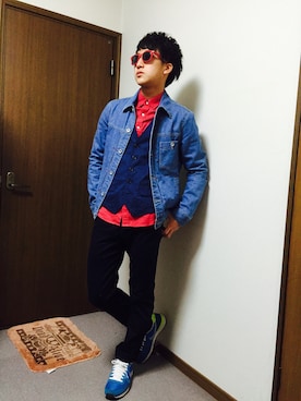 「COMME CA DU MODE（コムサデモード）のアイテム（デニムジャケット）」を使った、K.shunさん（メンズ・171cm）の冬コーディネート