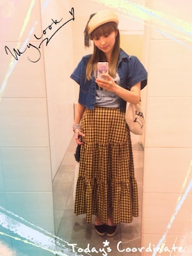 「むぎわらベレー帽」｜KADORIKIさん（レディース・157cm）の夏コーディネート