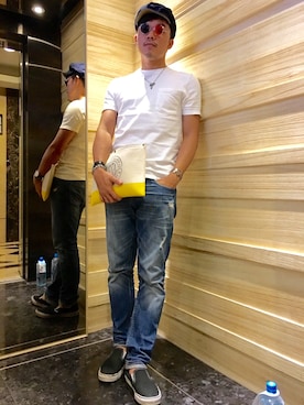 「アイテム（クラッチバッグ）」を使った、jimmichungさん（メンズ・179cm）の秋コーディネート