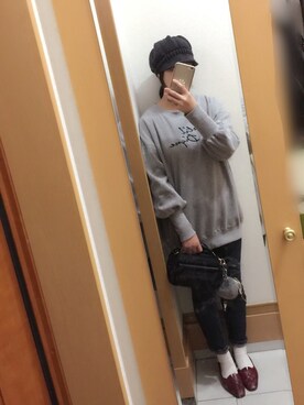 「スエット」｜「アイテム（キャスケット）」を使った、えりさん（レディース・158cm）の秋コーディネート
