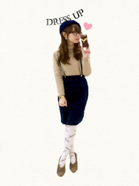 「ベロアスカート」｜「アイテム（腕時計）」を使った、junさん（レディース・150cm）の冬コーディネート