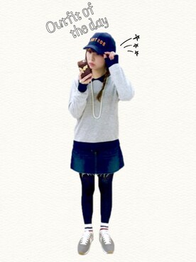 「襟付きトップス」｜「アイテム（キャップ）」を使った、junさん（レディース・150cm）の冬コーディネート
