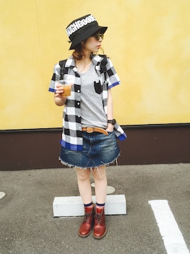 「GOODENOUGH（グッドイナフ）のアイテム」を使った、junさん（レディース・150cm）の夏コーディネート