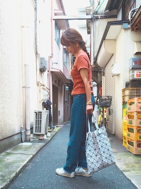 「スタンスミス」｜まりもさん（レディース・158cm）の夏コーディネート