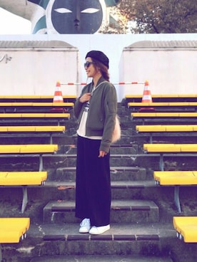 「UNIQLO（ユニクロ）のアイテム（ミリタリージャケット）」を使った、まりもさん（レディース・158cm）の秋コーディネート