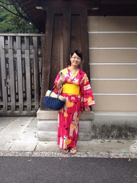 「passage mignon/flaneur（パサージュミニョンフラヌール）のアイテム（かごバッグ）」を使った、はなさん（レディース・161cm）の夏コーディネート