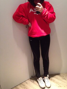 「アイテム（ジャージ、レッド系）」を使った、blablabamboochuckさん（レディース・160cm）の冬コーディネート