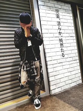 「NEXHYPE（ネックスハイプ）のアイテム」を使った、劉鞋森さん（メンズ・172cm）の春コーディネート