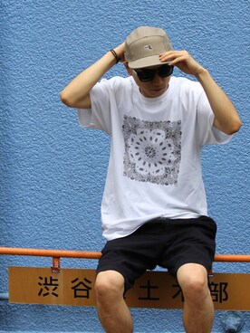 「Burner（バーナー）のアイテム（帽子）」を使った、THE STRAITさん（メンズ・175cm）の夏コーディネート