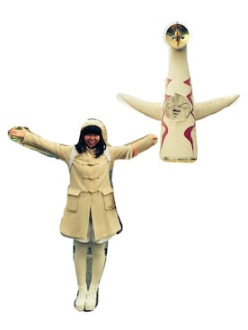 「オールホワイト」｜「アイテム（ダッフルコート）」を使った、まこさん（レディース・159cm）の冬コーディネート