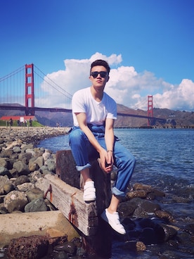 「TOPMAN（トップマン）のアイテム（オールインワン・サロペット）」を使った、YokoYoungさん（メンズ・181cm）の冬コーディネート