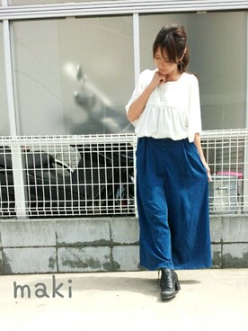 「ロングピアス」｜maki さん（レディース・153cm）の春コーディネート