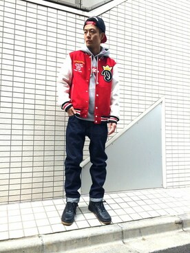 「ＢＢキャップ」｜「アイテム（スタジャン）」を使った、まっつんさん（メンズ・173cm）の秋コーディネート