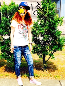 「RCWB（アールシーダブリュービー）のアイテム（キャップ）」を使った、ちゃんぐー♡♡♡さん（レディース・166cm）の春コーディネート