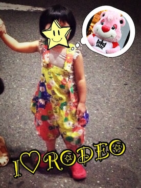 「Rodeo Crowns KIDS（ロデオクラウンズ　キッズ）のアイテム（サロペット/オーバーオール）」を使った、ちゃんぐー♡♡♡さん（キッズ・90cm）の夏コーディネート